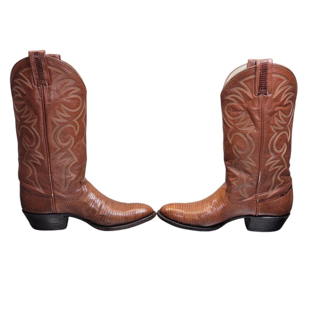 Larry Mahan Lizard Cowboy Boots 3112 Brown Size 7 B Narrow Western Dance - Picture 7 of 15